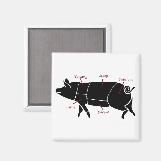 Funny Pig Butcher Diagramm Magnet (Vorderseite/Rückseite)