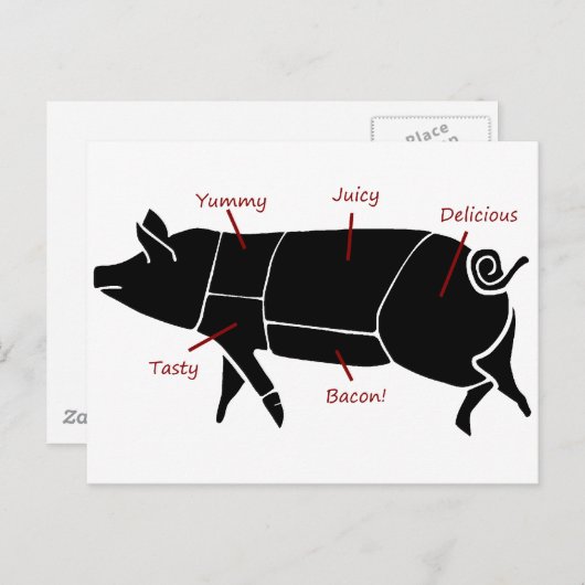 Funny Pig Butcher Diagramm Postkarte (Vorne/Hinten)