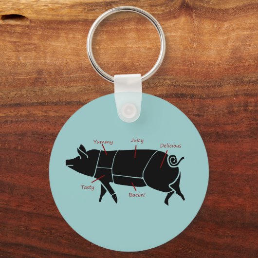 Funny Pig Butcher Diagramm Schlüsselanhänger (Vorderseite)