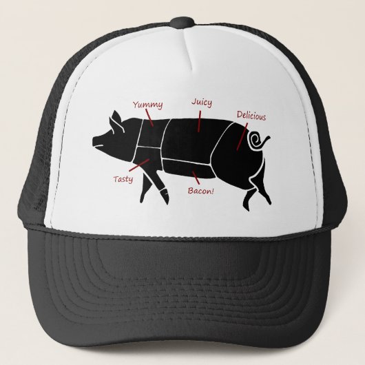 Funny Pig Butcher Diagramm Truckerkappe (Vorderseite)