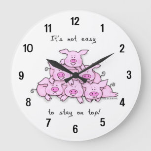 Funny Pig Cartoon Wall Clock Große Wanduhr