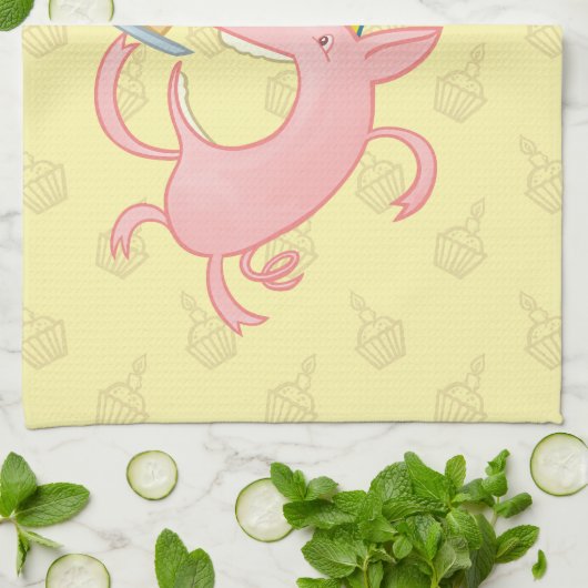 Funny Pig Chief Taster Gigant Schwammkuchen Cartoo Geschirrtuch (Gefaltet)