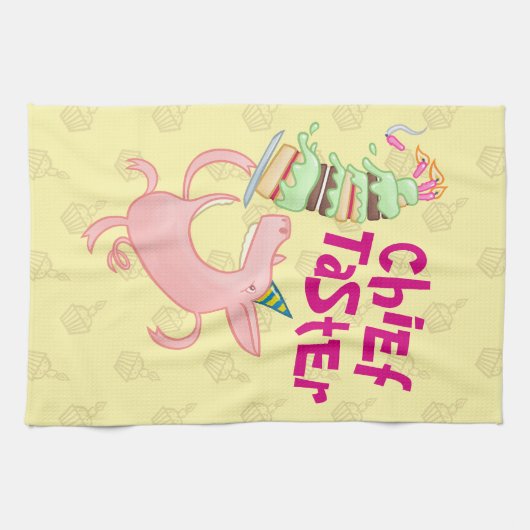 Funny Pig Chief Taster Gigant Schwammkuchen Cartoo Geschirrtuch (Horizontal)