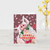 Funny Pig Christmas Card Karte (Gelbe Blume)