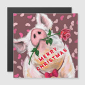Funny Pig Christmas Card Magnet - Gentleman (Vorne/Hinten)