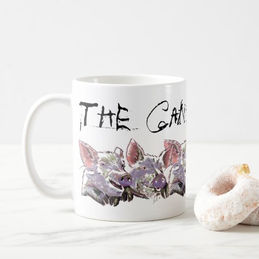 Funny Pig | Die Gang sagt Hallo Kaffeetasse (Mit Donut)