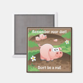 Funny Pig Diet Erinnerung Magnet (Vorderseite/Rückseite)