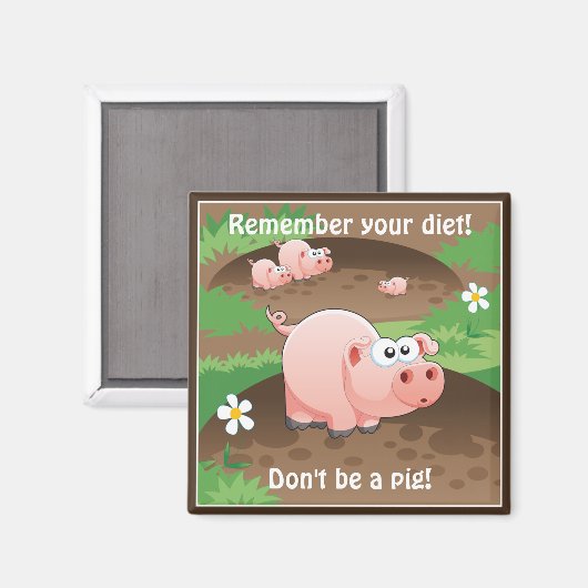 Funny Pig Diet Erinnerung Magnet (Vorderseite/Rückseite)