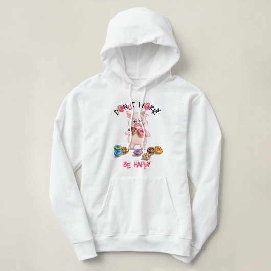 Funny Pig Donut Pun Hooded Sweatshirt (Design vorne)