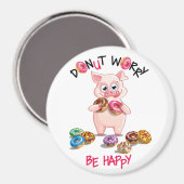 Funny Pig Donut Pun Magnet (Vorderseite/Rückseite)