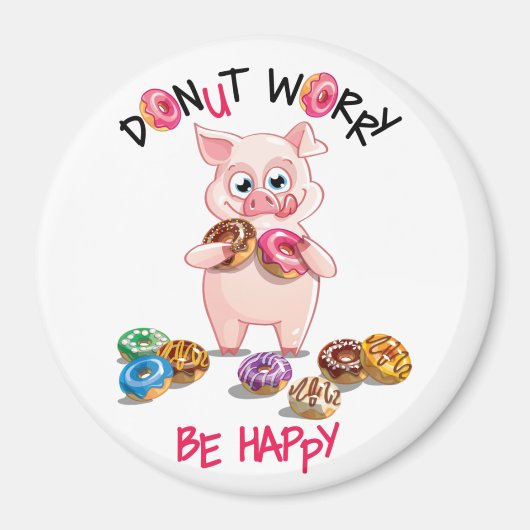 Funny Pig Donut Pun Magnet (Vorne)