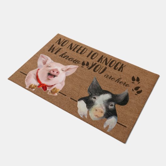 Funny Pig Doormat, Pig Lover Rug Geschenke Fußmatte (Schrägansicht)