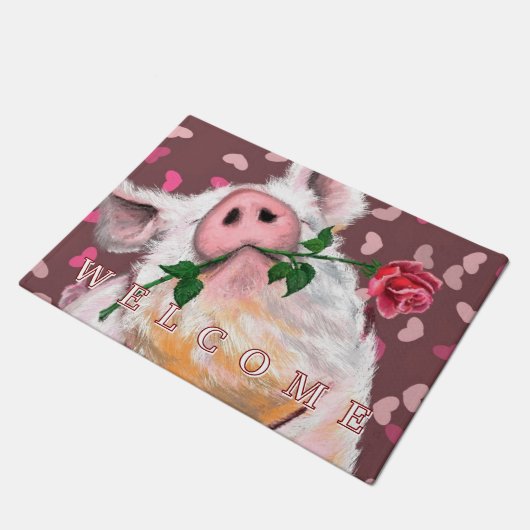 Funny Pig Doormat - Willkommen Fußmatte (Schrägansicht)