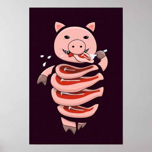Funny Pig Ess Steaks von selbst Poster (Vorne)