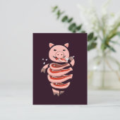 Funny Pig Ess Steaks von selbst Postkarte (Stehend Vorderseite)