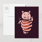 Funny Pig Ess Steaks von selbst Postkarte (Vorne/Hinten)