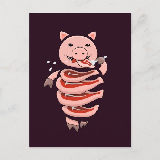 Funny Pig Ess Steaks von selbst Postkarte (Vorderseite)