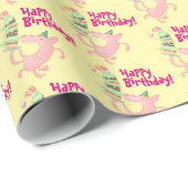 Funny Pig Happy Birthday! Giant Layer Cake Cartoon Geschenkpapier (Rolleneckpunkt)