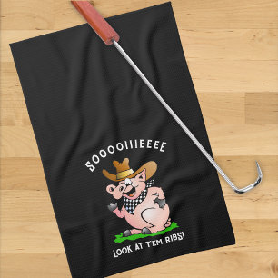 Funny Pig Hog Calling Cartoon Character Geschirrtuch