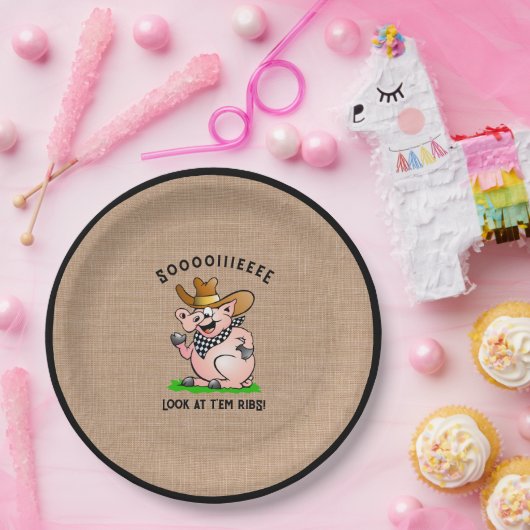 Funny Pig Hog Calling Cartoon Character Pappteller (Party)