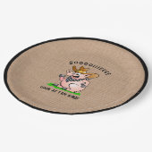 Funny Pig Hog Calling Cartoon Character Pappteller (Schrägansicht)