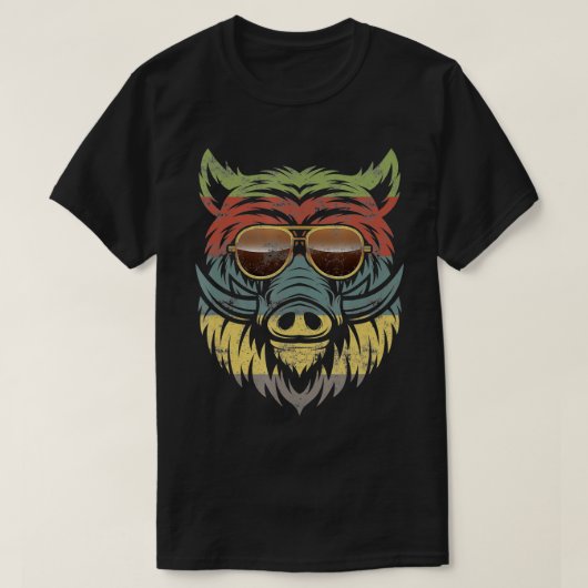 Funny Pig Hog Retro Jäger Männer Jagd Bohnenwald T-Shirt (Design vorne)
