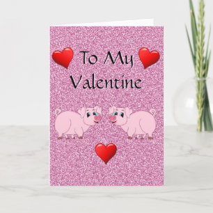 Funny Pig Hogs and Kisses Valentine's Day Card Feiertagskarte