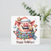 Funny Pig Holiday Grußkarte Feiertagskarte (Stehend Vorderseite)