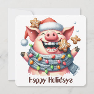 Funny Pig Holiday Grußkarte Feiertagskarte