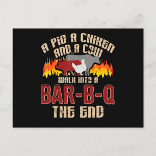 Funny Pig Hühnchen Kuh Bar B Q Grillen Koch Koch K Feiertagspostkarte