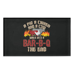 Funny Pig Hühnchen Kuh Bar B Q Grillen Koch Koch K Namenschild