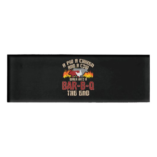 Funny Pig Hühnchen Kuh Bar B Q Grillen Koch Koch K Namenschild (Vorderseite)