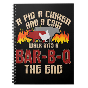 Funny Pig Hühnchen Kuh Bar B Q Grillen Koch Koch K Notizblock