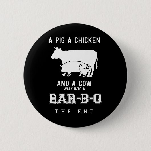 Funny Pig Hühnerkuh Geschichte von Grillen Master  Button (Vorderseite)