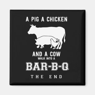 Funny Pig Hühnerkuh Geschichte von Grillen Master  Magnet
