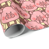 Funny Pig in Overalls Geschenkpapier (Rolleneckpunkt)
