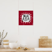 Funny Pig in Red Poster Wall Art (Küche)
