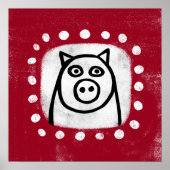 Funny Pig in Red Poster Wall Art (Vorne)