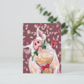 Funny Pig-Jubiläumskarte Postkarte (Stehend Vorderseite)