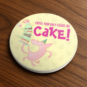 Funny Pig Kaffee Täglich Entschuldigung für Kuchen Getränkeuntersetzer