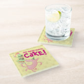 Funny Pig Kaffee Täglich Entschuldigung für Kuchen Glasuntersetzer (Schrägansicht)