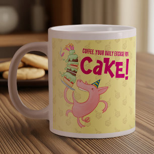 Funny Pig Kaffee Täglich Entschuldigung für Kuchen Jumbo-Tasse