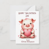 Funny Pig Kid's Valentine Classroom Party Mitteilungskarte (Vorderseite)