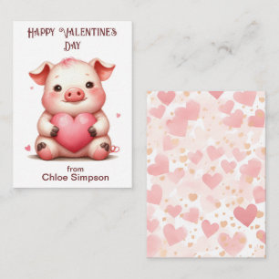 Funny Pig Kid's Valentine Classroom Party Mitteilungskarte