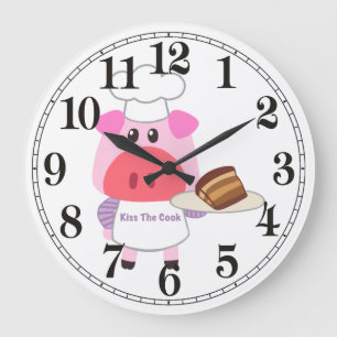 Funny Pig Koch Wall Clock Große Wanduhr