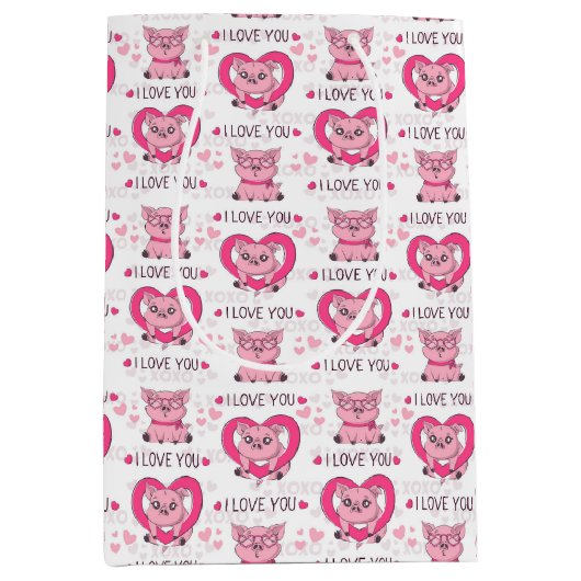 Funny Pig Liebe Puff Mittlere Geschenktüte (Vorderseite)