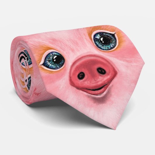 Funny Pig Neck Tie - Lächeln Krawatte (Gerollt)