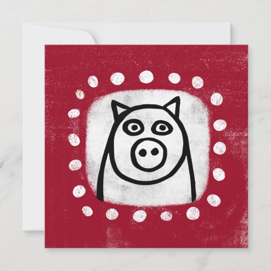 Funny Pig on Red Greycard Karte (Vorderseite)