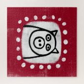 Funny Pig On Red Jigsaw Puzzle (Horizontal)