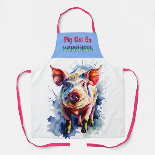 Funny Pig Out auf Happy Schürze (Vorderseite)